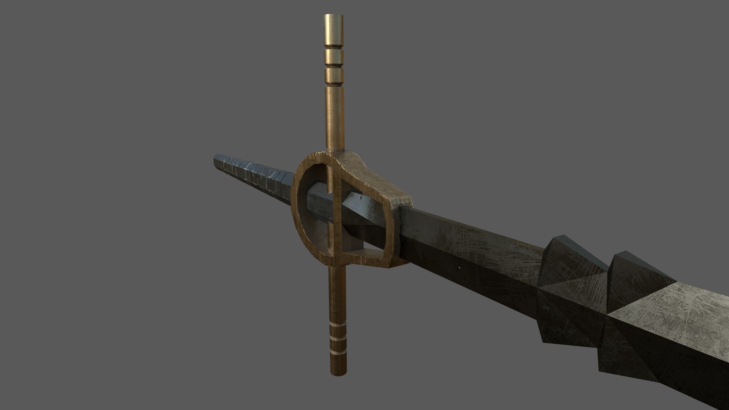 Two handed sword Low-poly 3D model_9