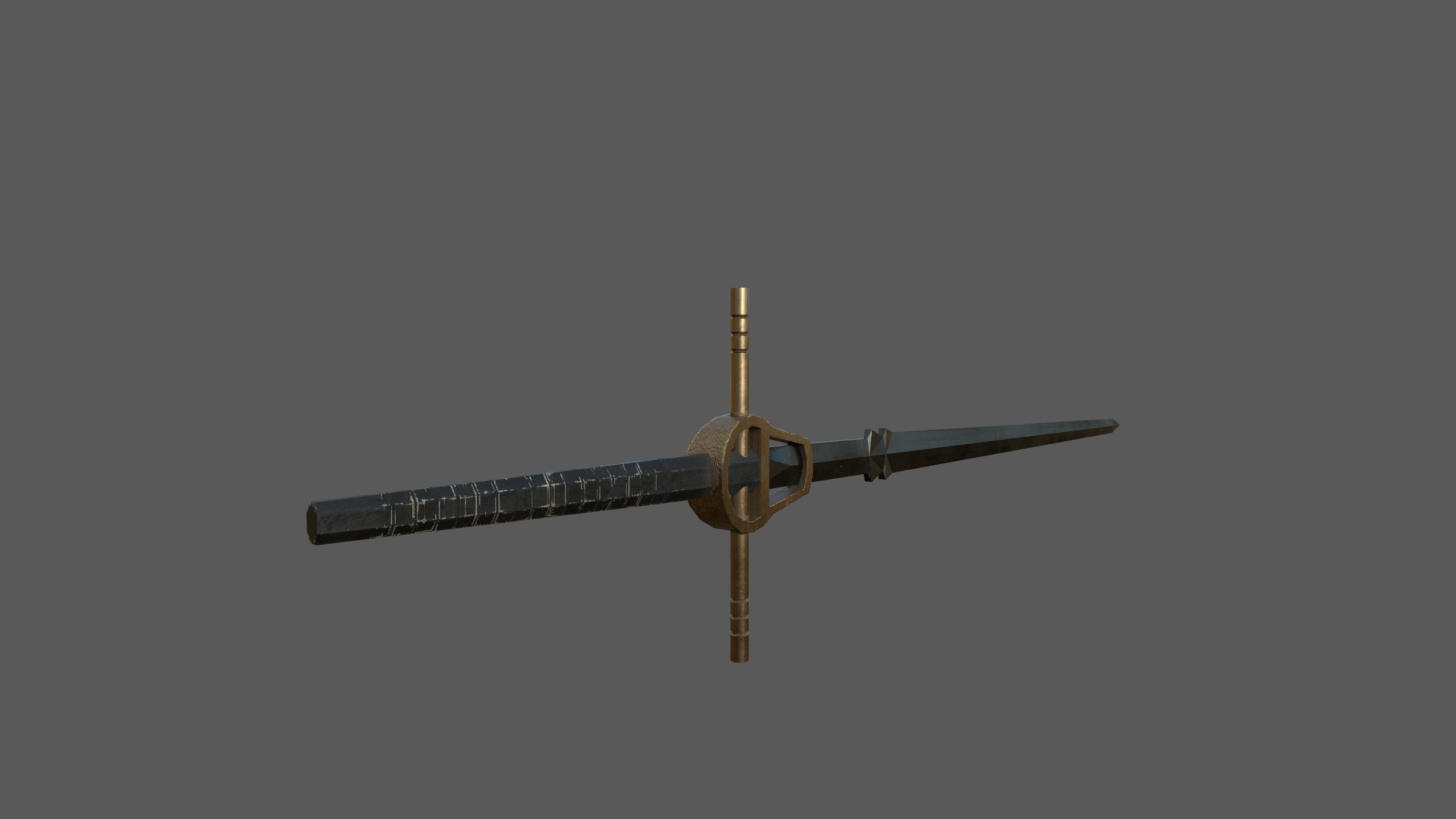 Two handed sword Low-poly 3D model_4