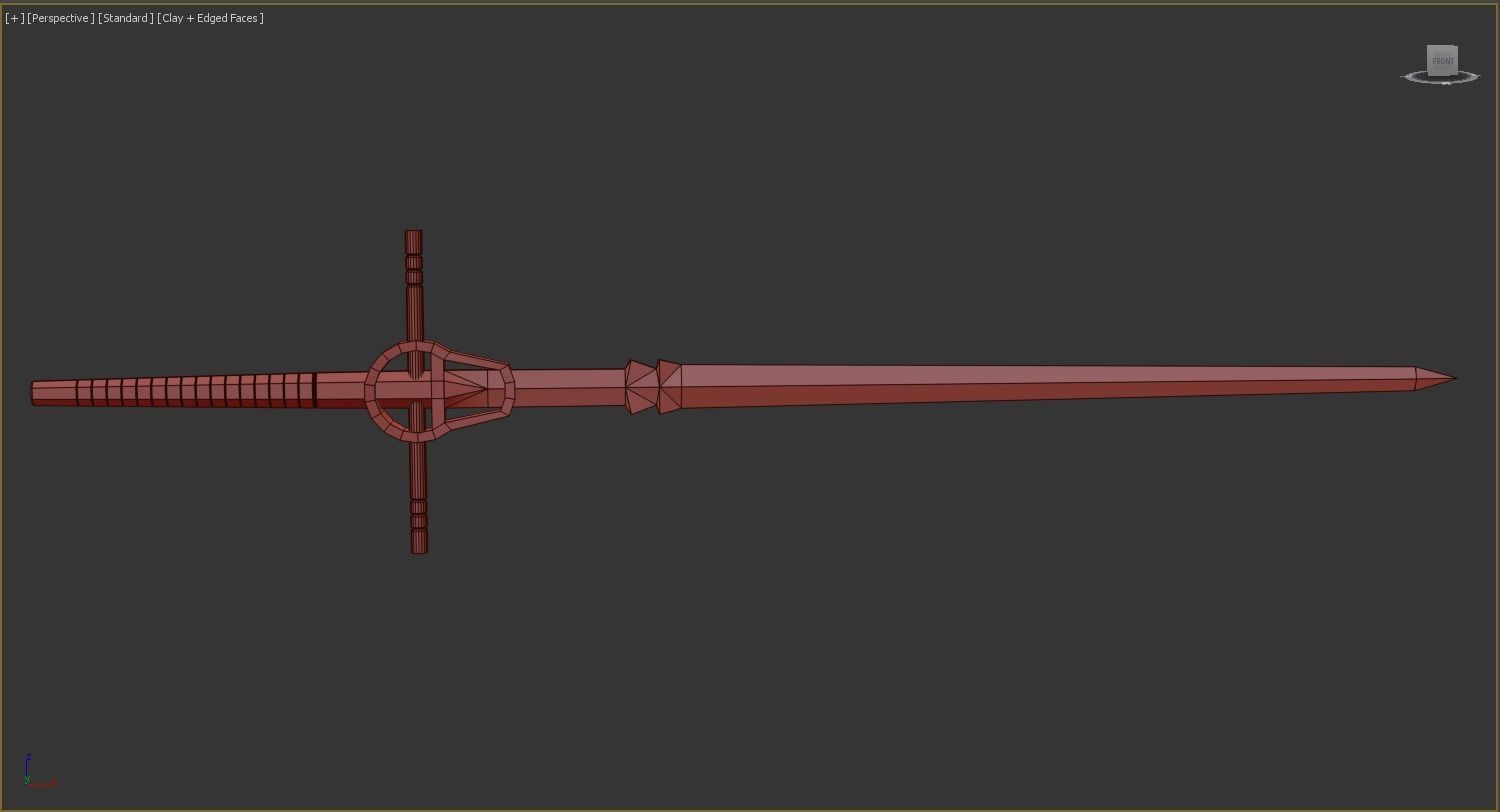 Two handed sword Low-poly 3D model_13