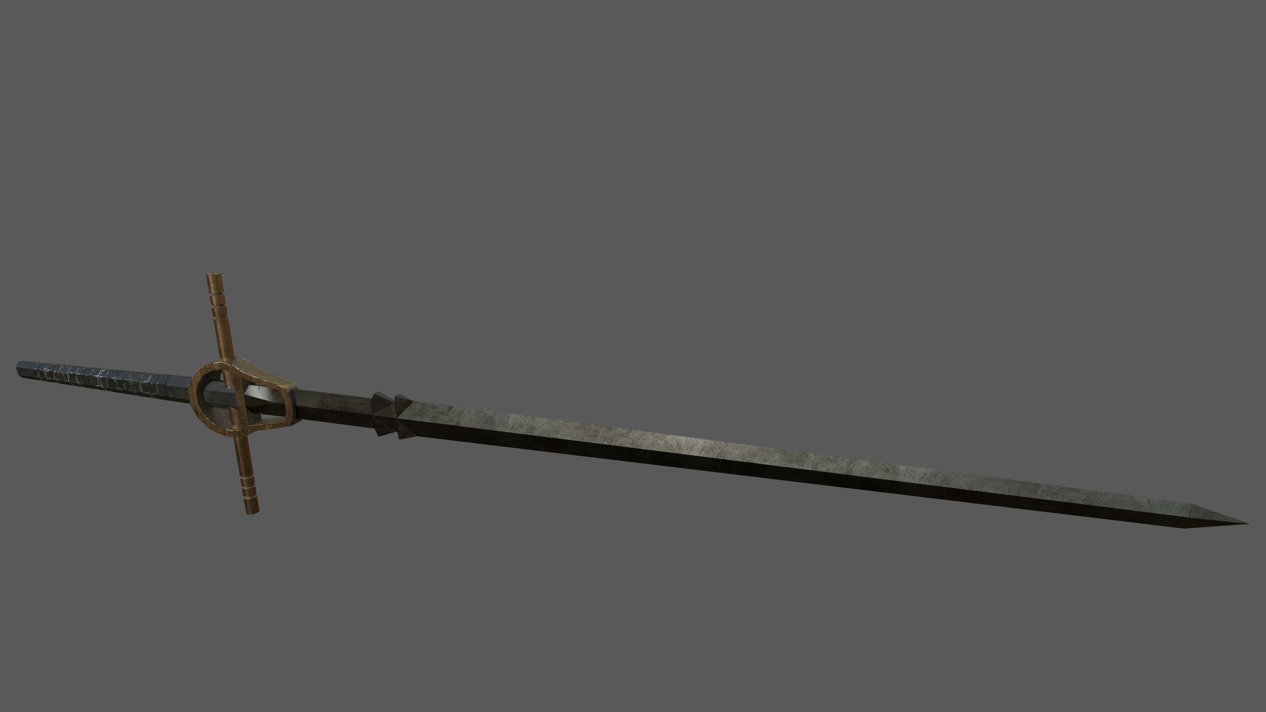 Two handed sword Low-poly 3D model_1