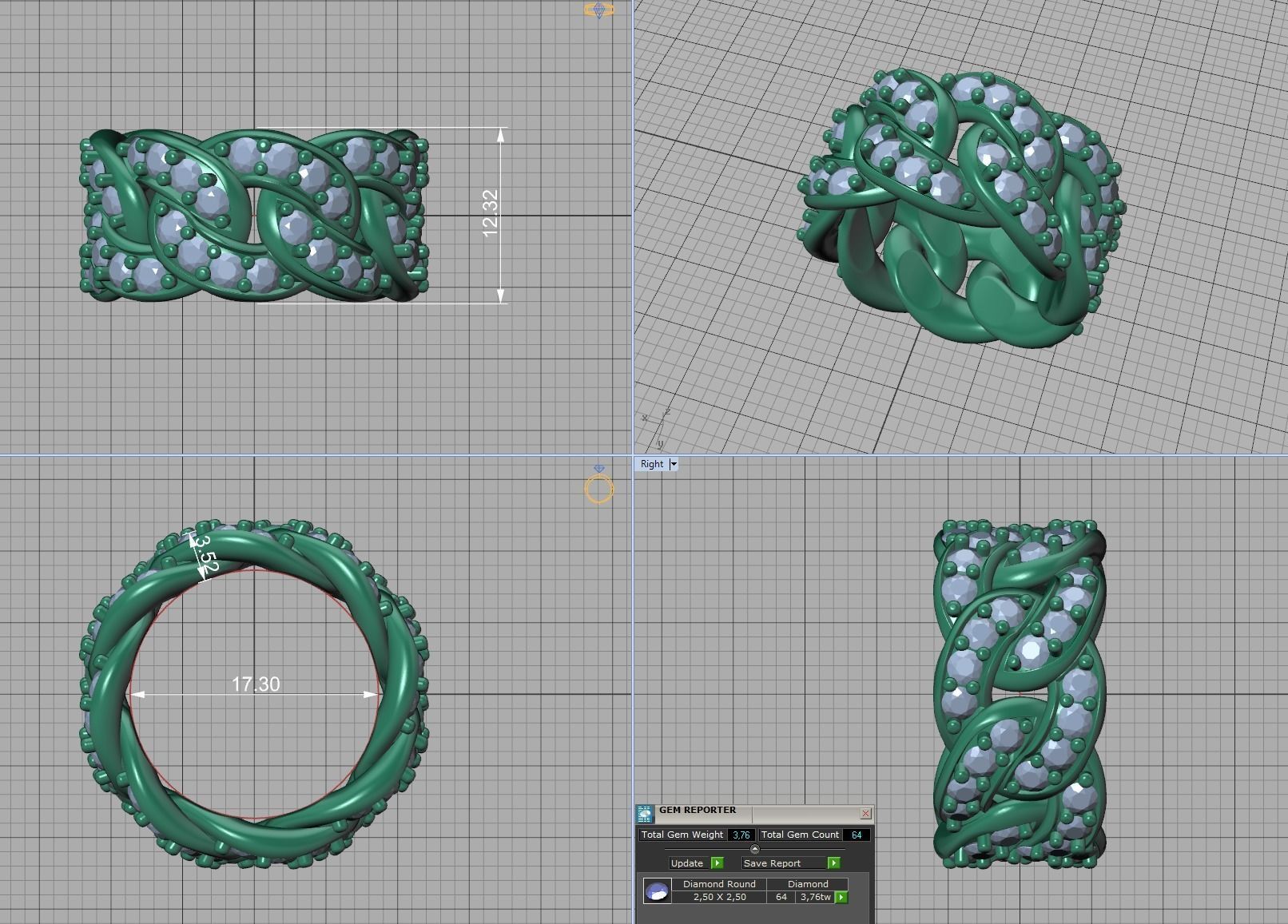 Cuban Link Ring Heavy Chain Ring 12mm wide 7US 3D print model_11