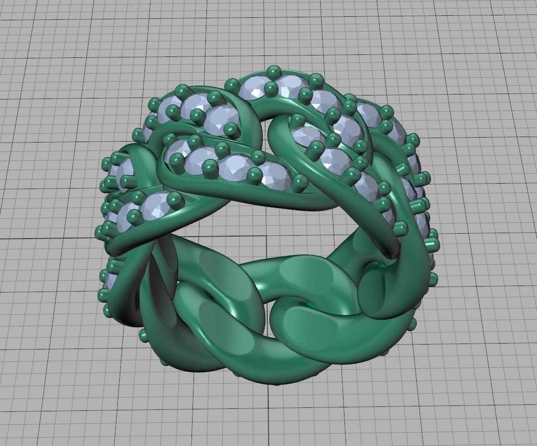 Cuban Link Ring Heavy Chain Ring 12mm wide 7US 3D print model_16