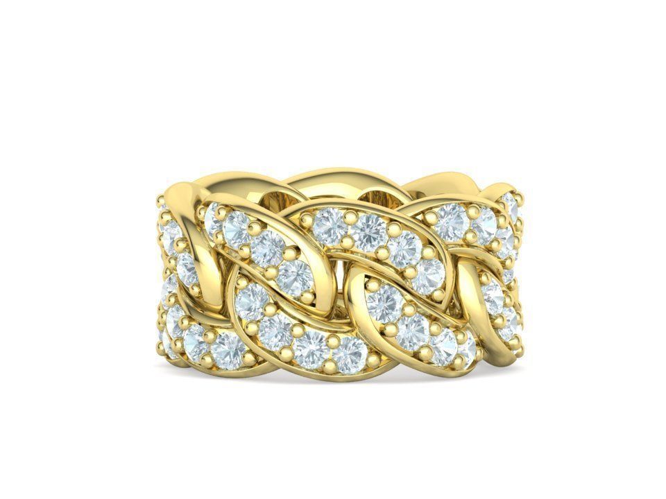 Cuban Link Ring Heavy Chain Ring 12mm wide 7US 3D print model_6