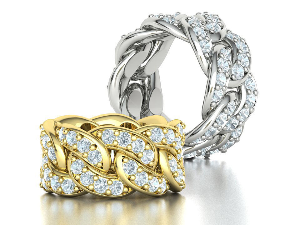 Cuban Link Ring Heavy Chain Ring 12mm wide 7US 3D print model_4