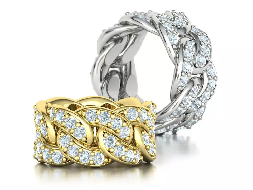 Cuban Link Ring Heavy Chain Ring 12mm wide 7US 3D print model_0