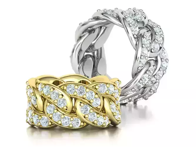 Cuban Link Ring Heavy Chain Ring 12mm wide 7US 3D print model