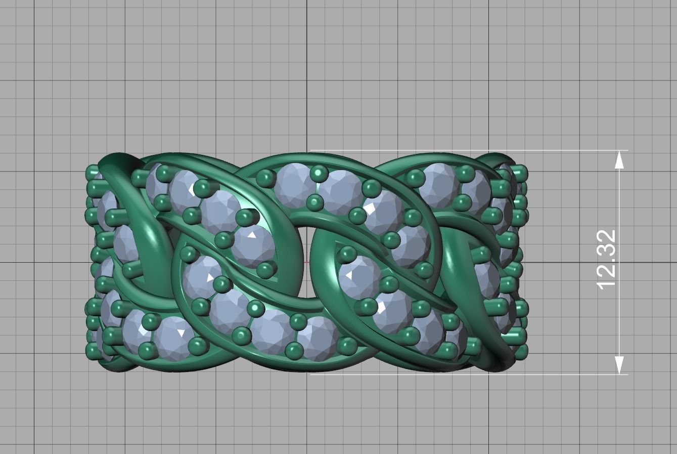 Cuban Link Ring Heavy Chain Ring 12mm wide 7US 3D print model_12