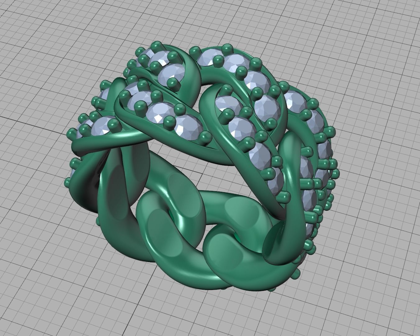 Cuban Link Ring Heavy Chain Ring 12mm wide 7US 3D print model_14