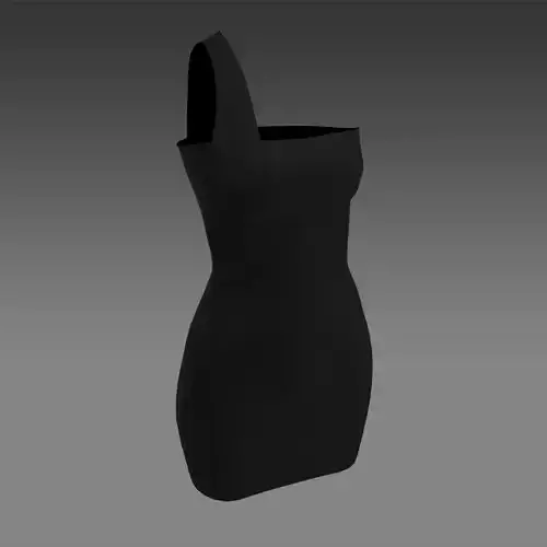 DRESS BLACK MATTE LOOK ONE SHOULDER MODERN