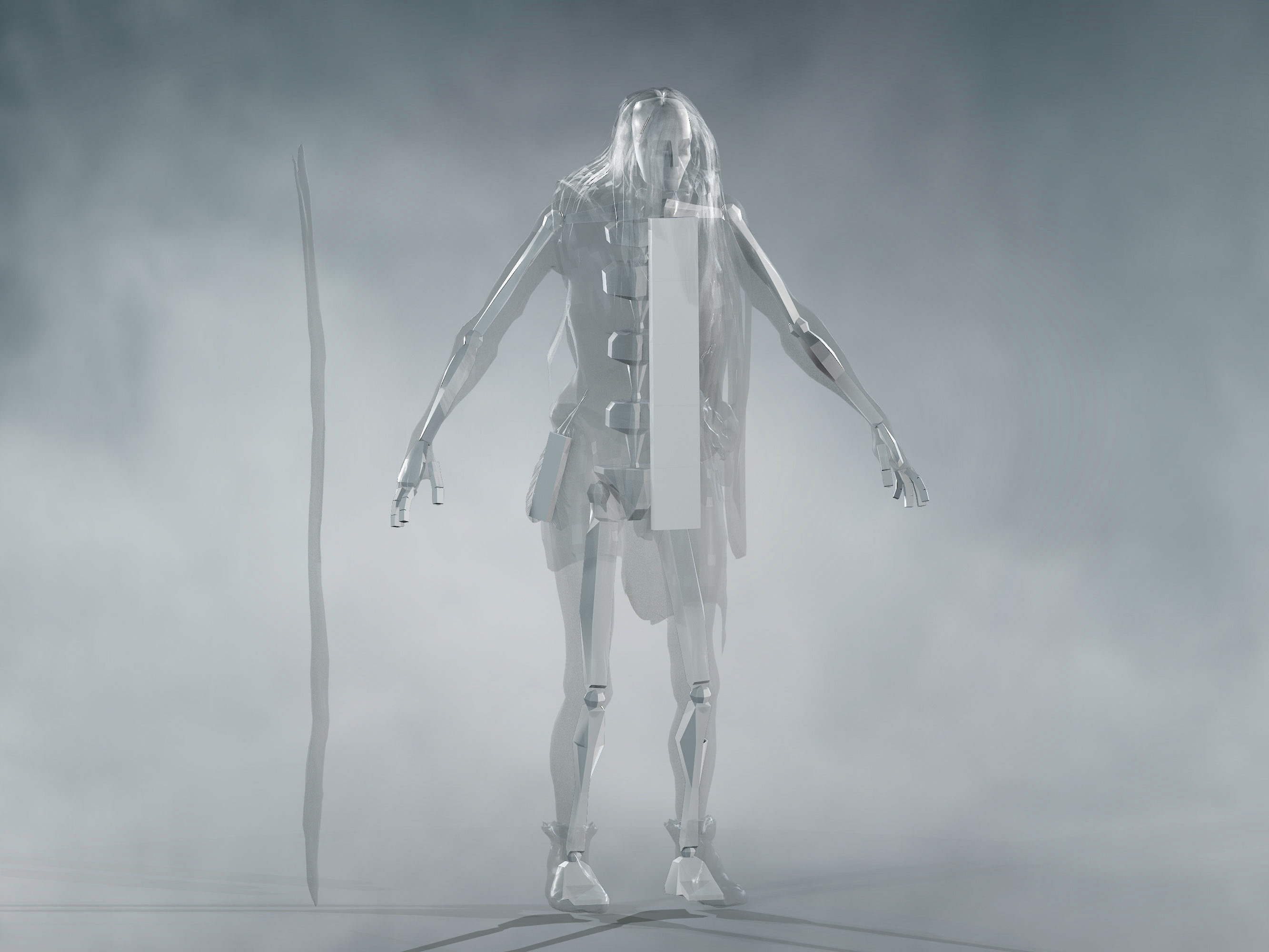 Neanderthal Woman Low-poly 3D model_11