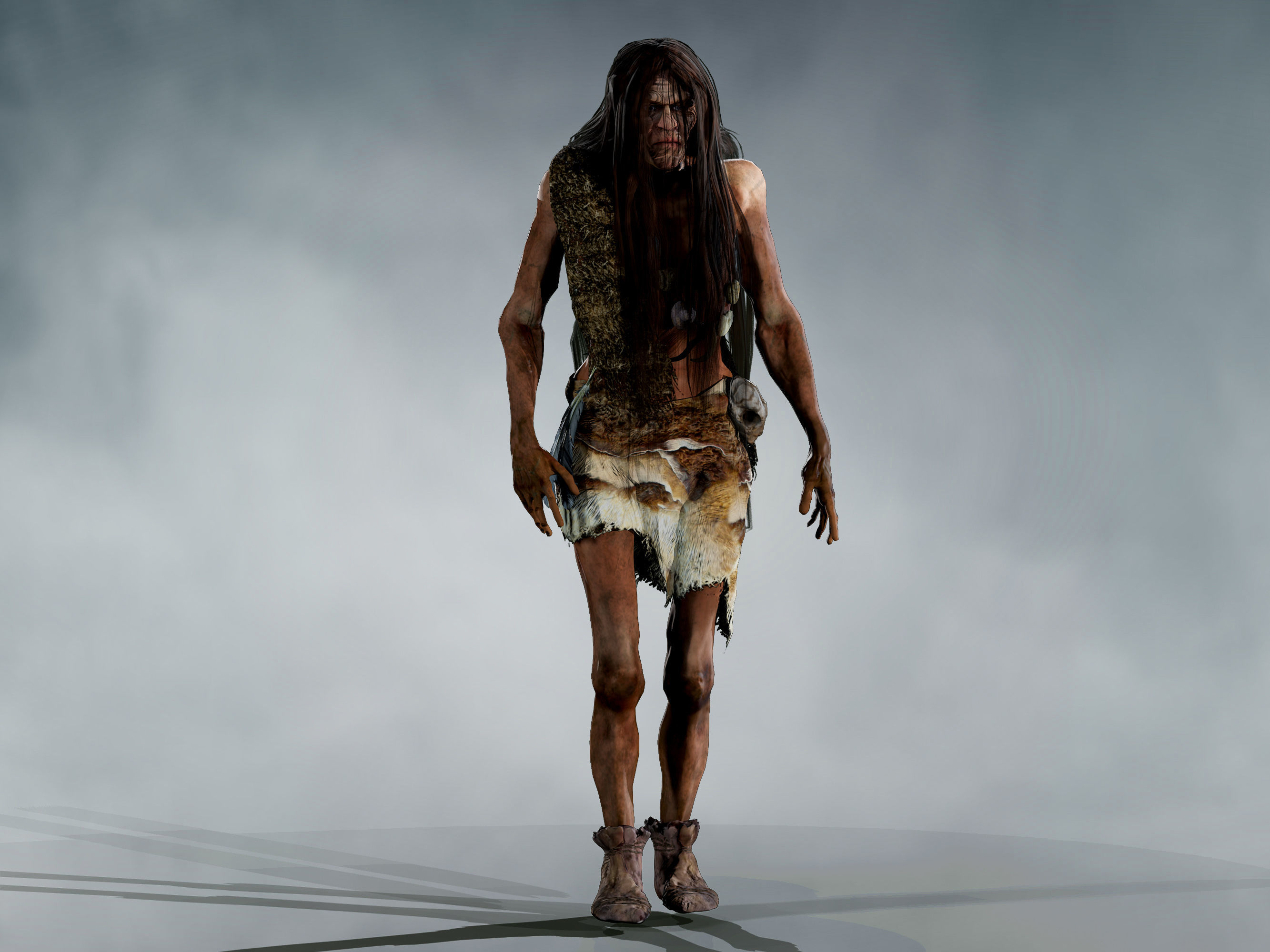 Neanderthal Woman Low-poly 3D model_4
