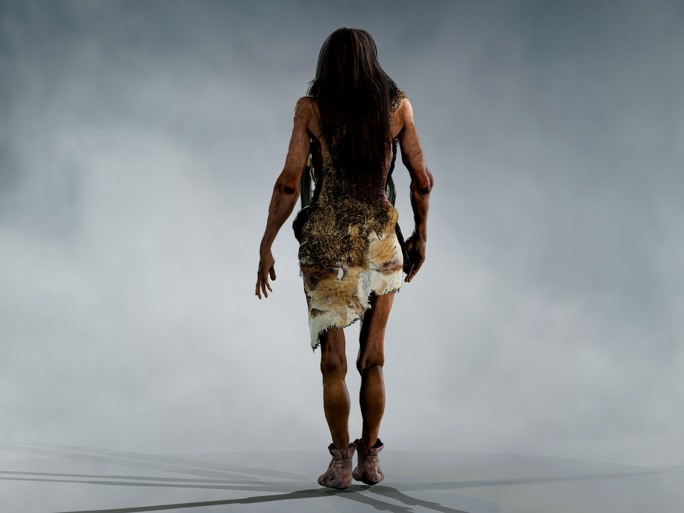 Neanderthal Woman Low-poly 3D model_5