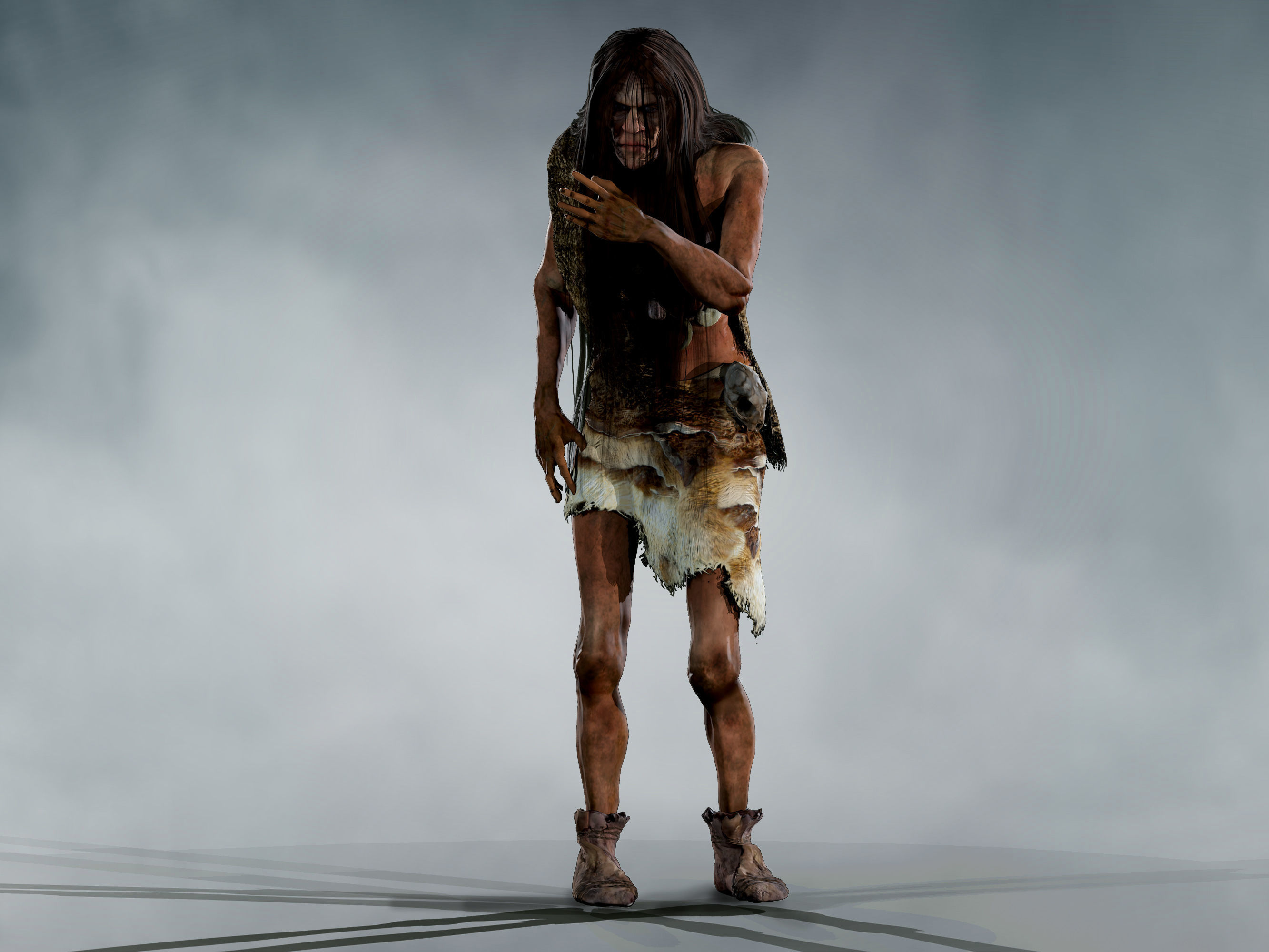 Neanderthal Woman Low-poly 3D model_8