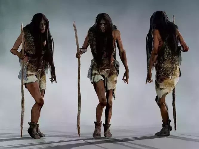 Neanderthal Woman Low-poly 3D model