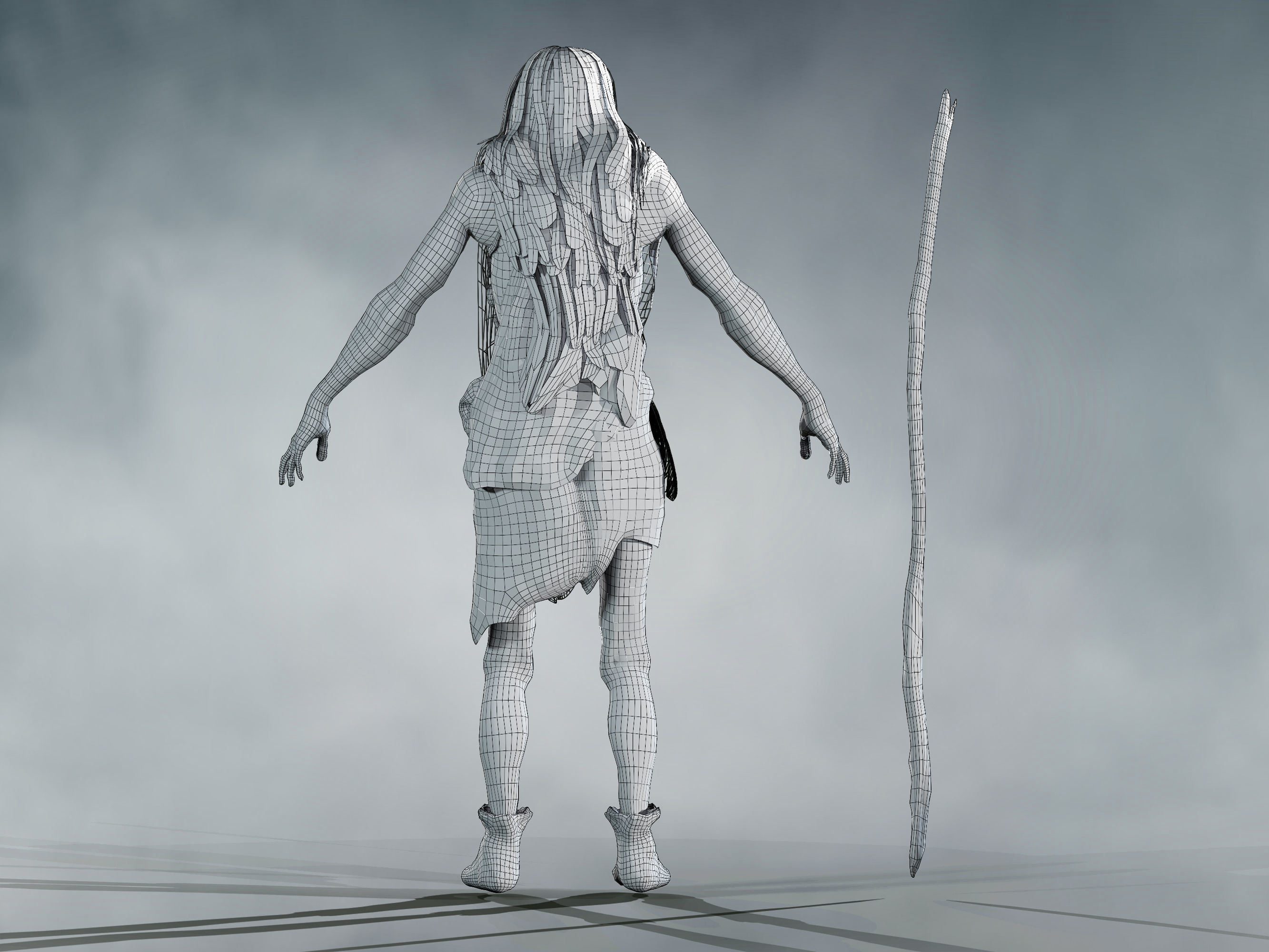 Neanderthal Woman Low-poly 3D model_10