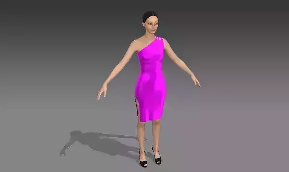 DRESS PINK MAGENTA  SILK SATIN ONE SHOULDER STRAP  SLIT 