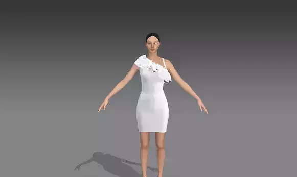 DRESS WHITE LOOK ONE SHOULDER RUFFLED LOOK