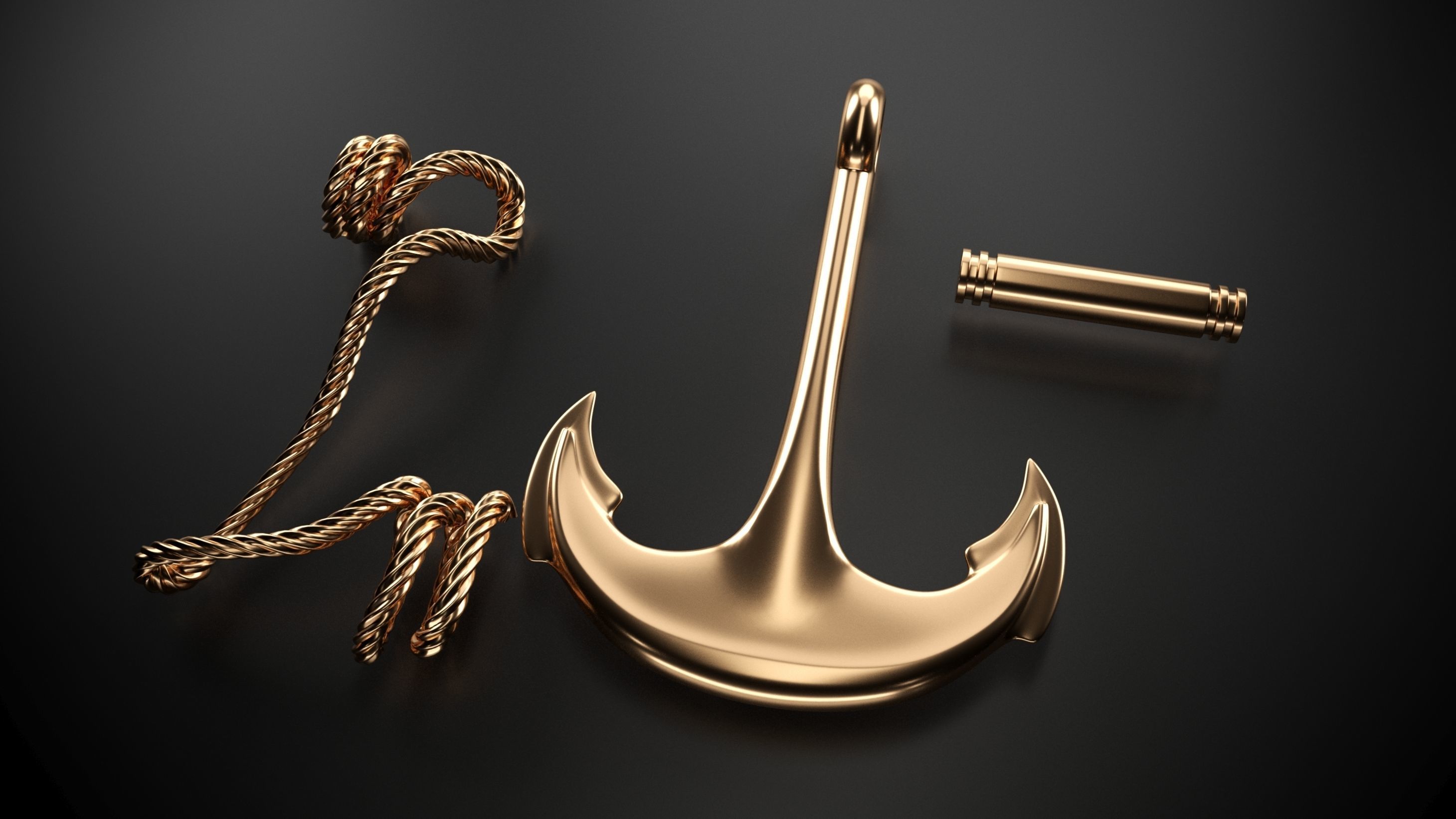 Anchor gold 3D model_3