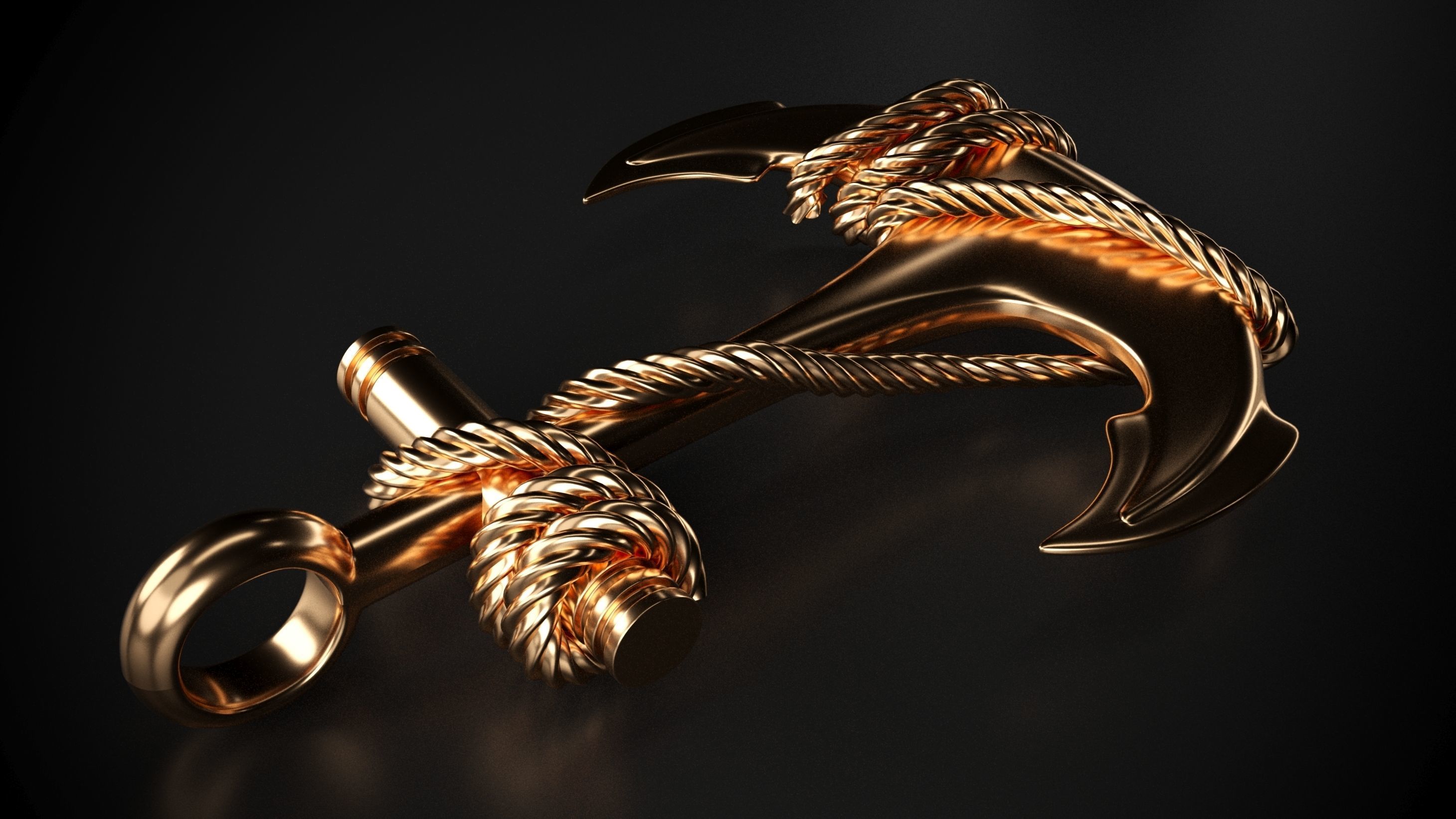 Anchor gold 3D model_4