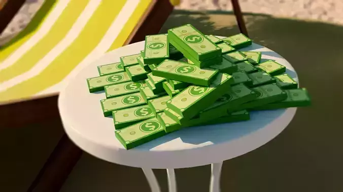 DOLLAR Stack  low poly model Low-poly 3D model