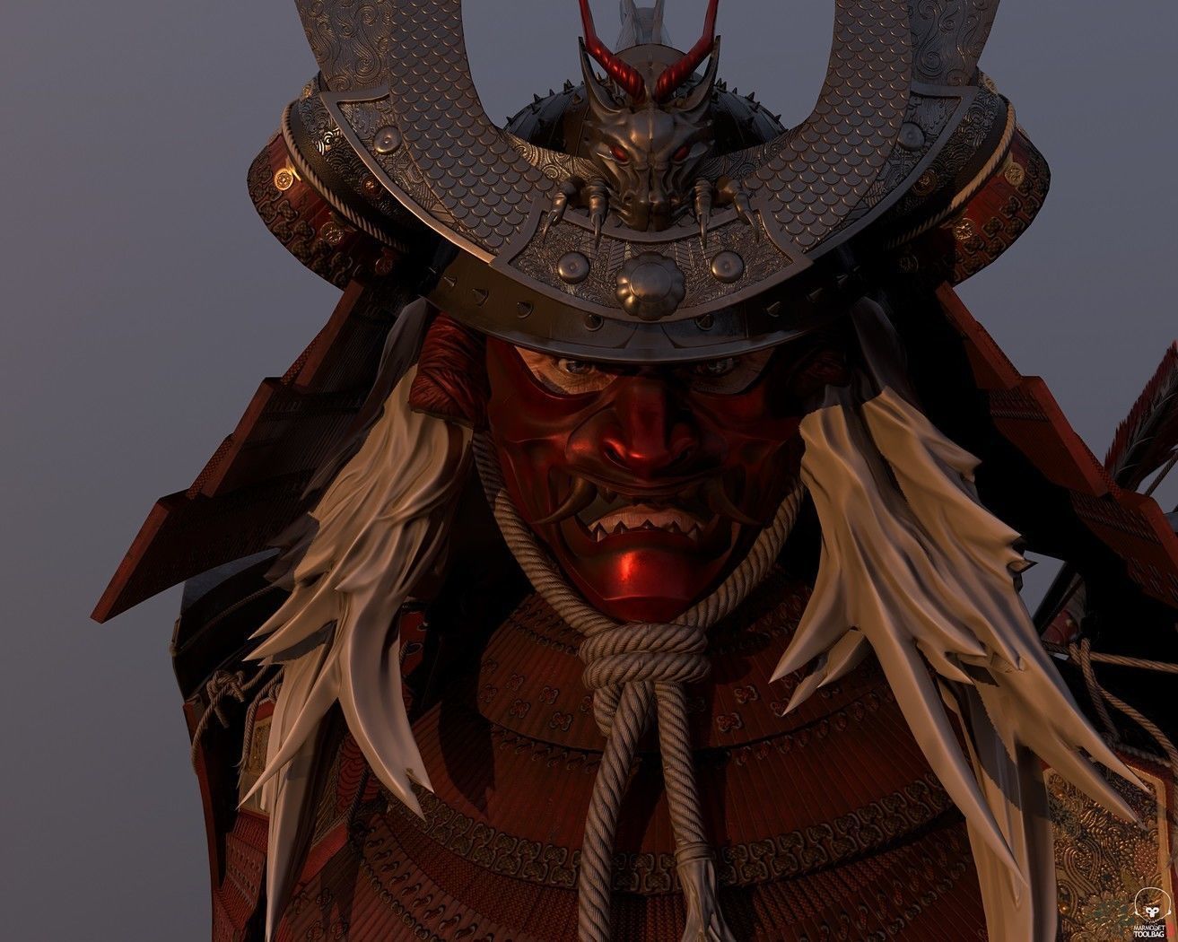 Samurai Warlord Realtime Low-poly 3D model_9