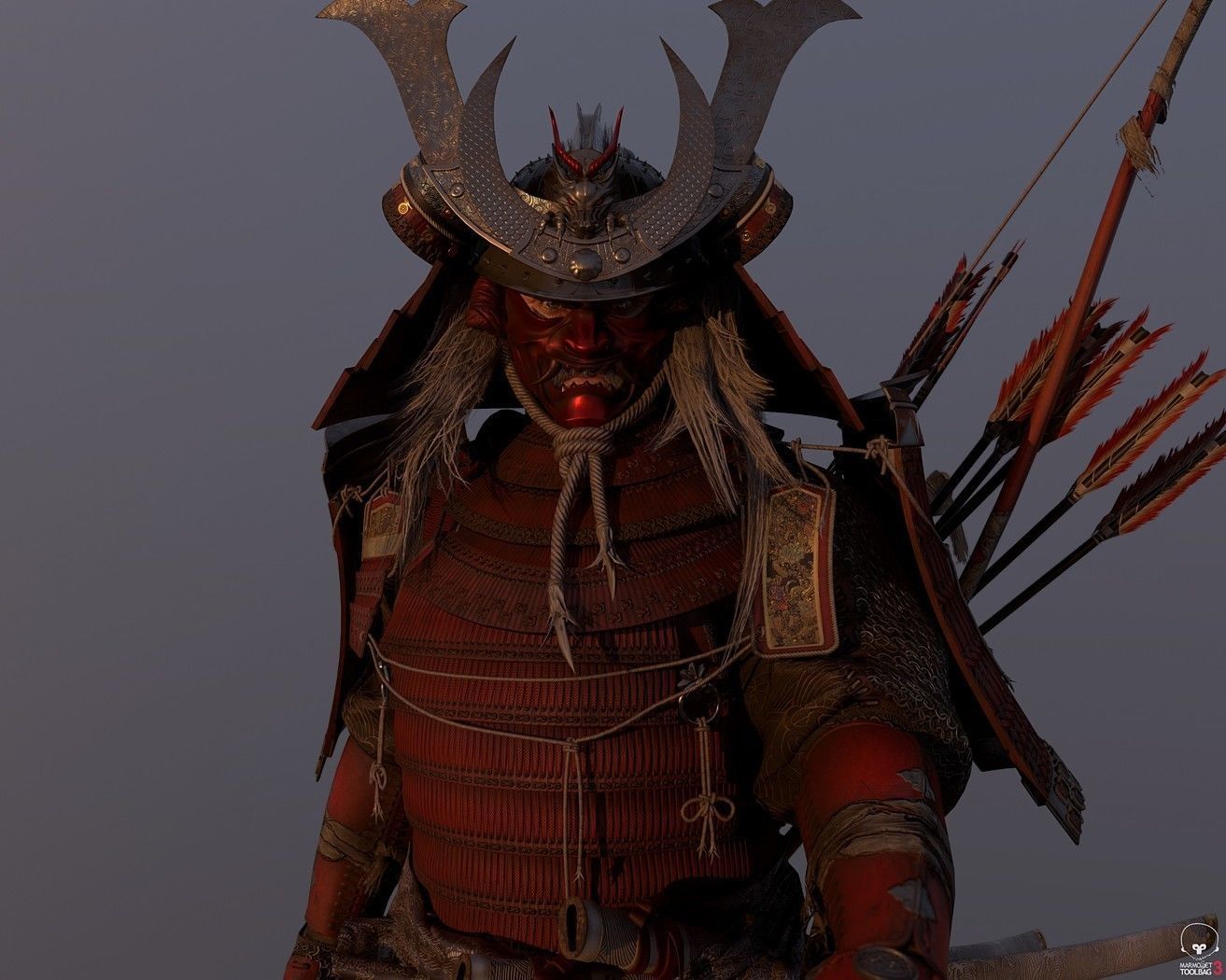 Samurai Warlord Realtime Low-poly 3D model_11