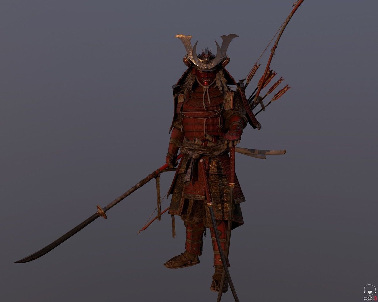 Samurai Warlord Realtime Low-poly 3D model_14