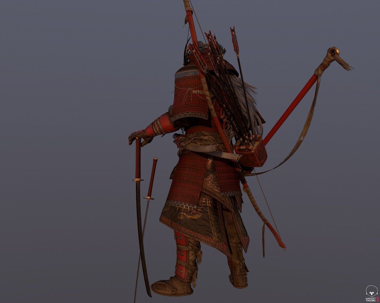 Samurai Warlord Realtime Low-poly 3D model_16