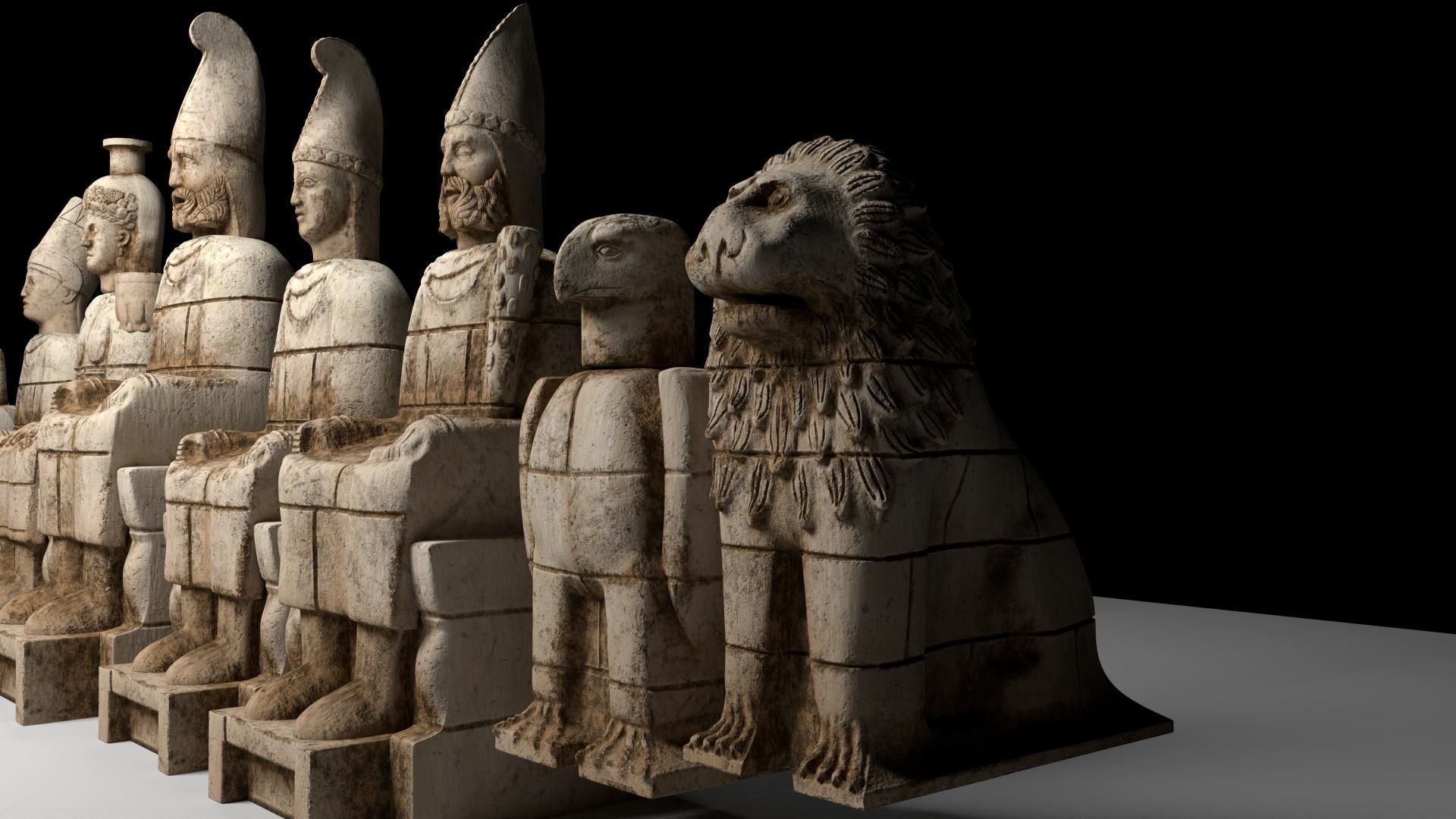 NEMRUT group of statues 3D model_2