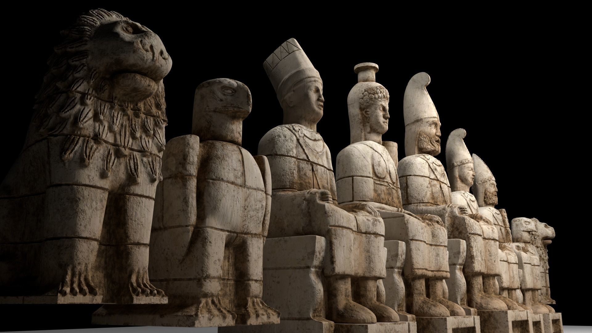 NEMRUT group of statues 3D model_4