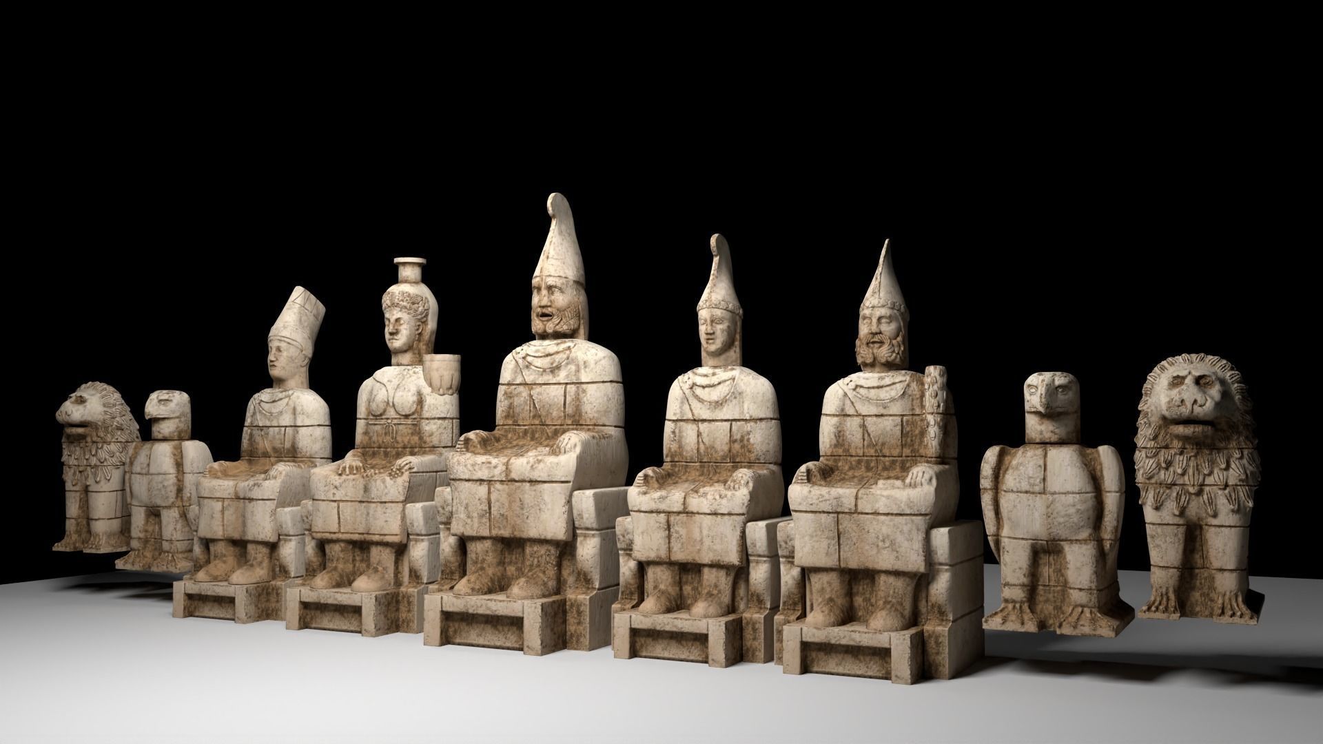 NEMRUT group of statues 3D model_1