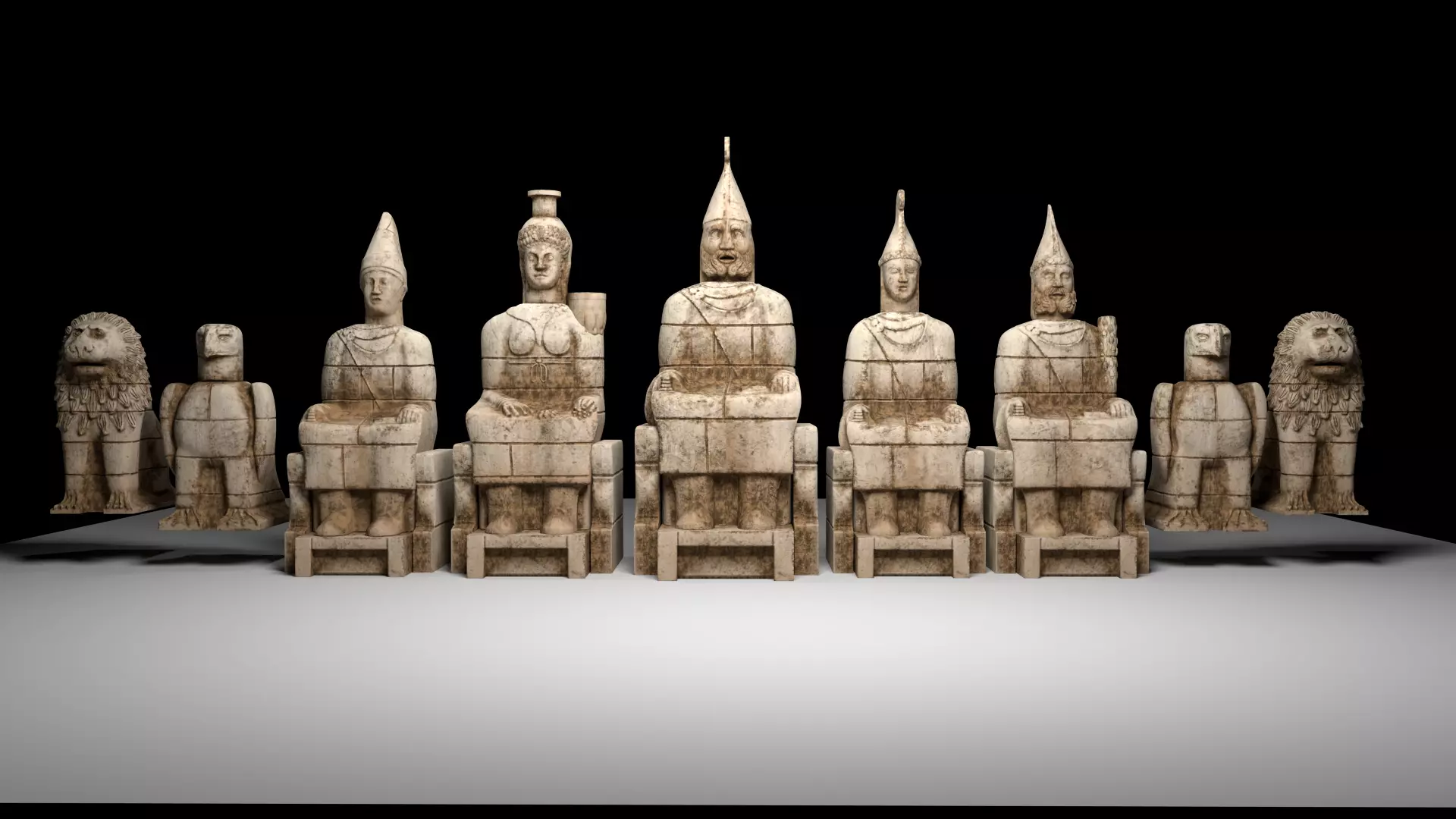 NEMRUT group of statues 3D model_0