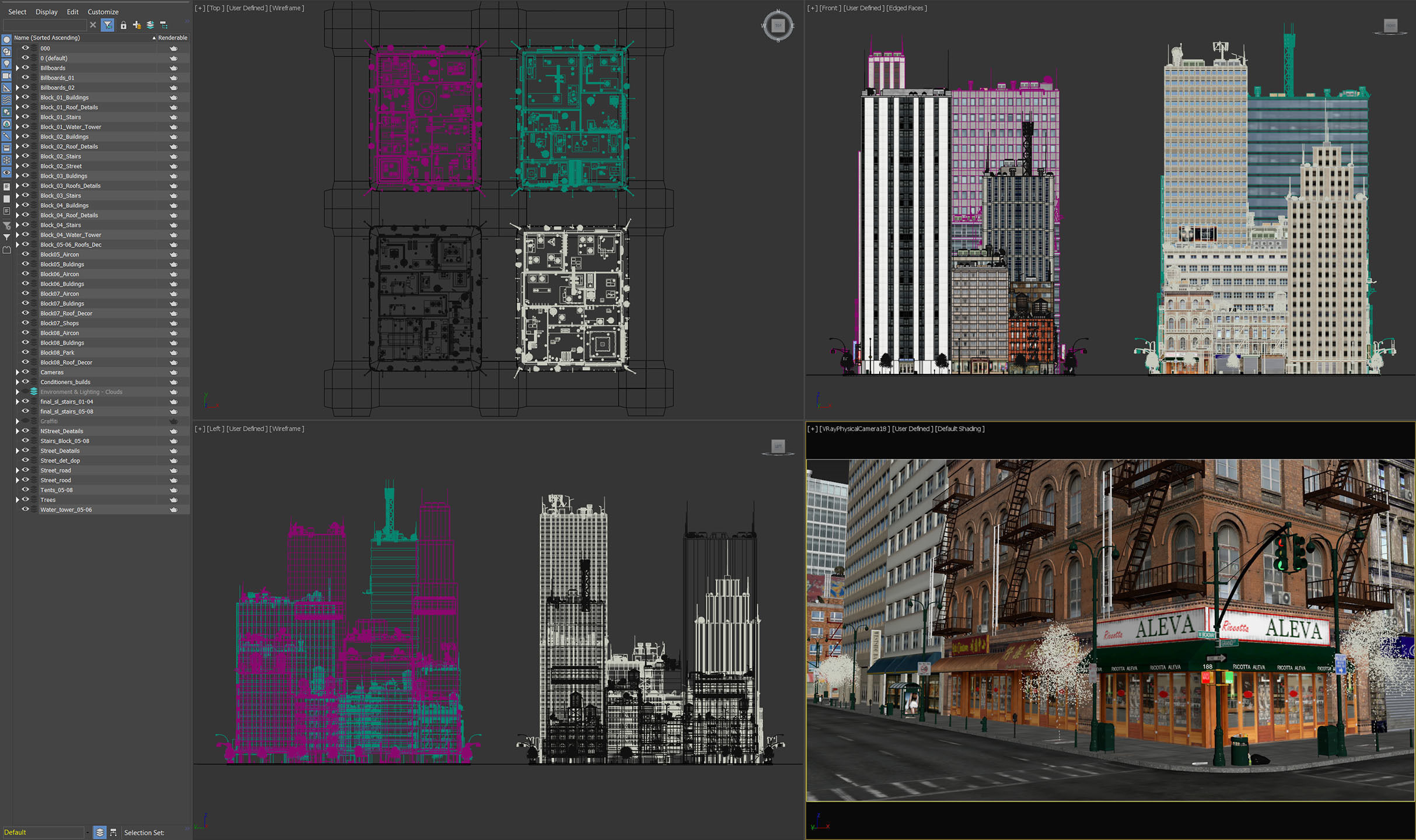 NYC - 4 Blocks - 37 Buildings V2 Low-poly 3D model_8