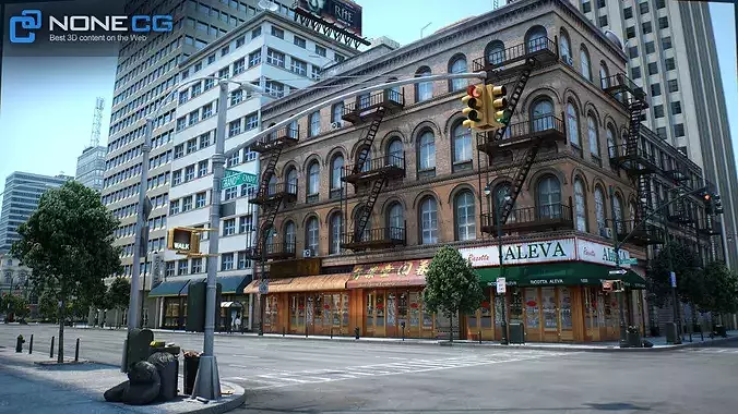 New York - 4 Blocks - 37 Buildings V2 Low-poly 3D model 4