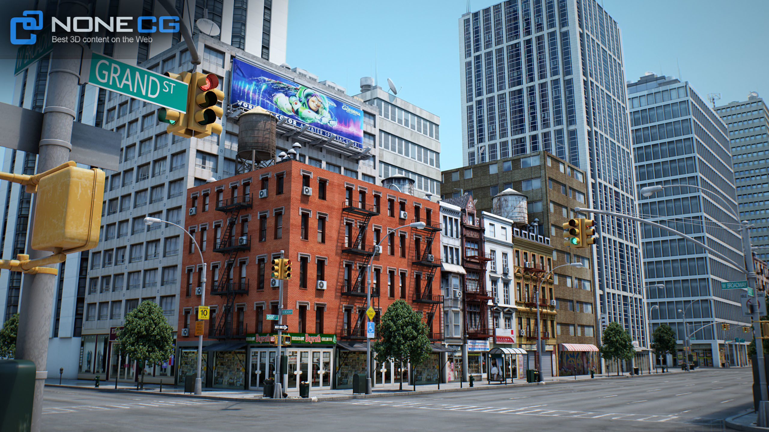 NYC - 4 Blocks - 37 Buildings V2 Low-poly 3D model_43