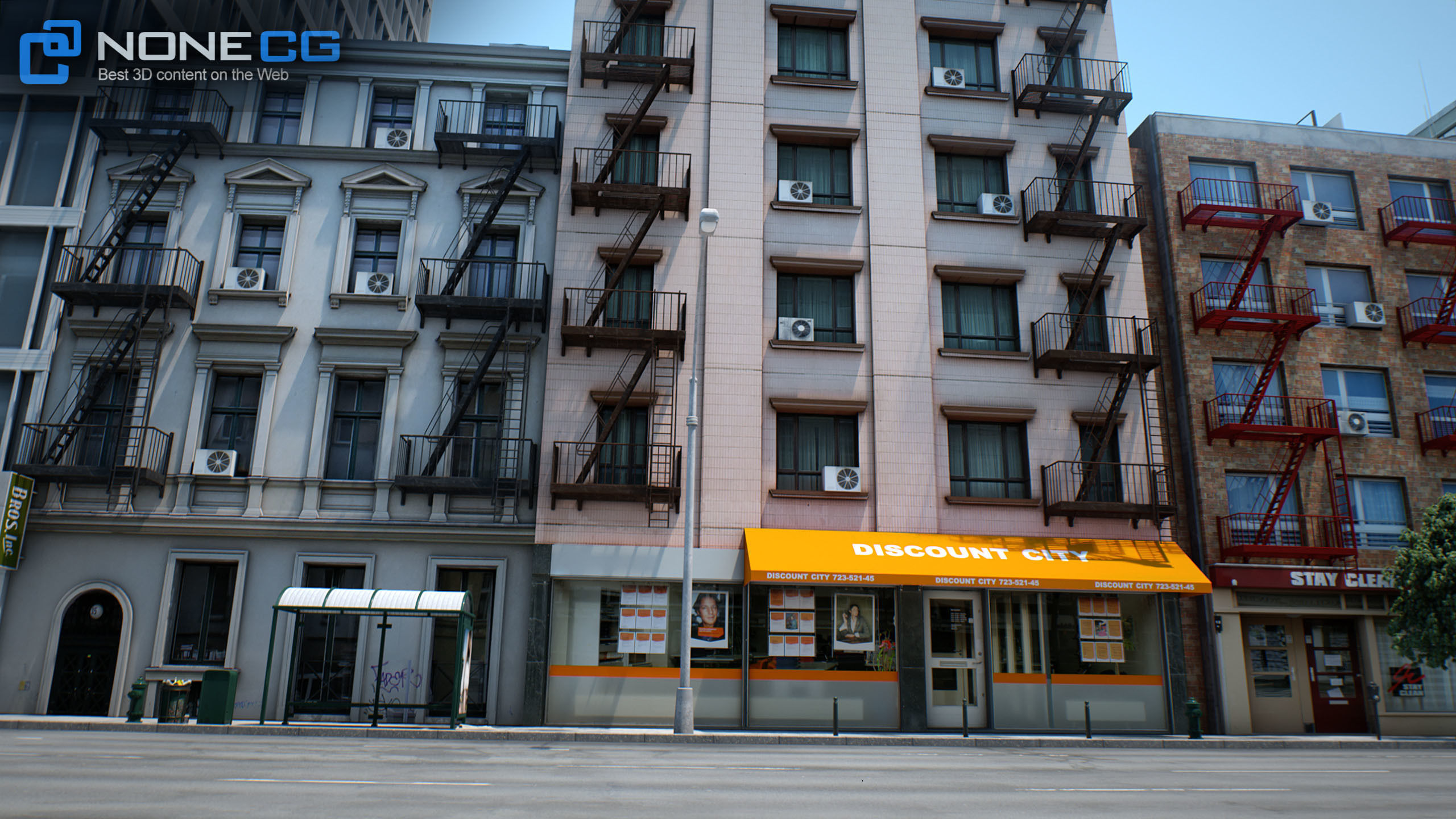 NYC - 4 Blocks - 37 Buildings V2 Low-poly 3D model_33