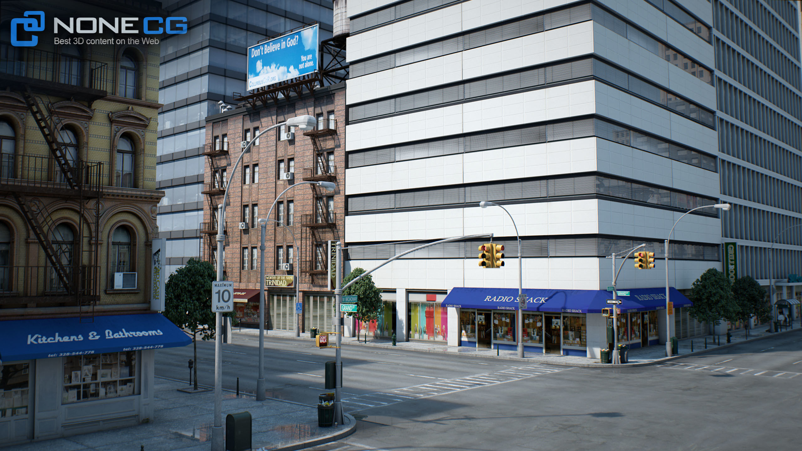 NYC - 4 Blocks - 37 Buildings V2 Low-poly 3D model_18