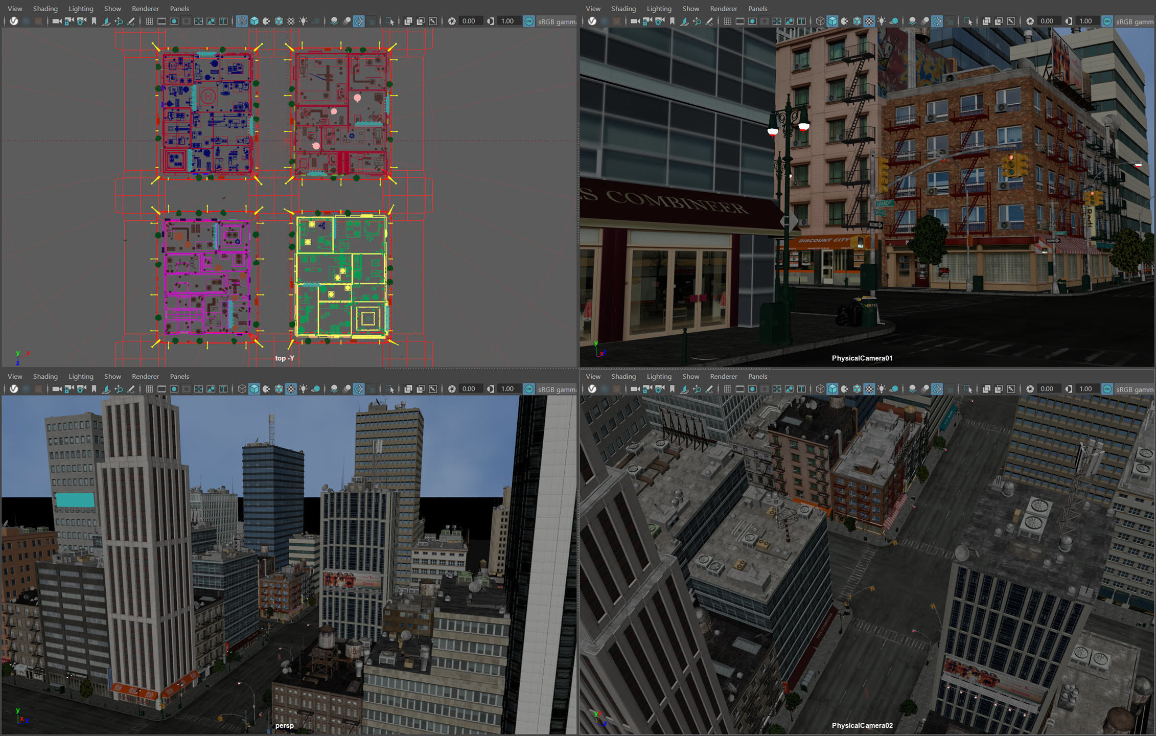 NYC - 4 Blocks - 37 Buildings V2 Low-poly 3D model_10