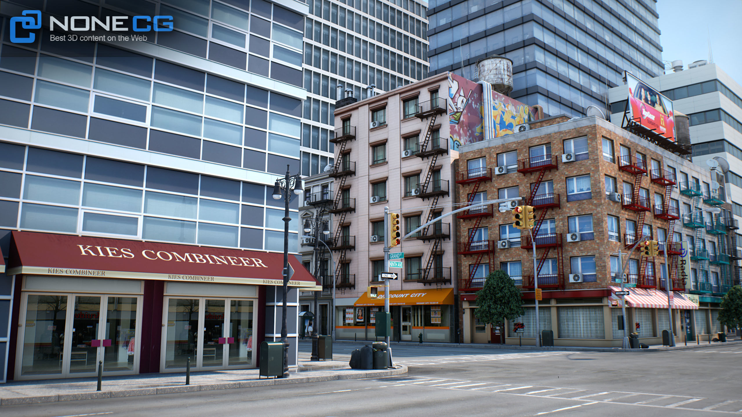 NYC - 4 Blocks - 37 Buildings V2 Low-poly 3D model_30