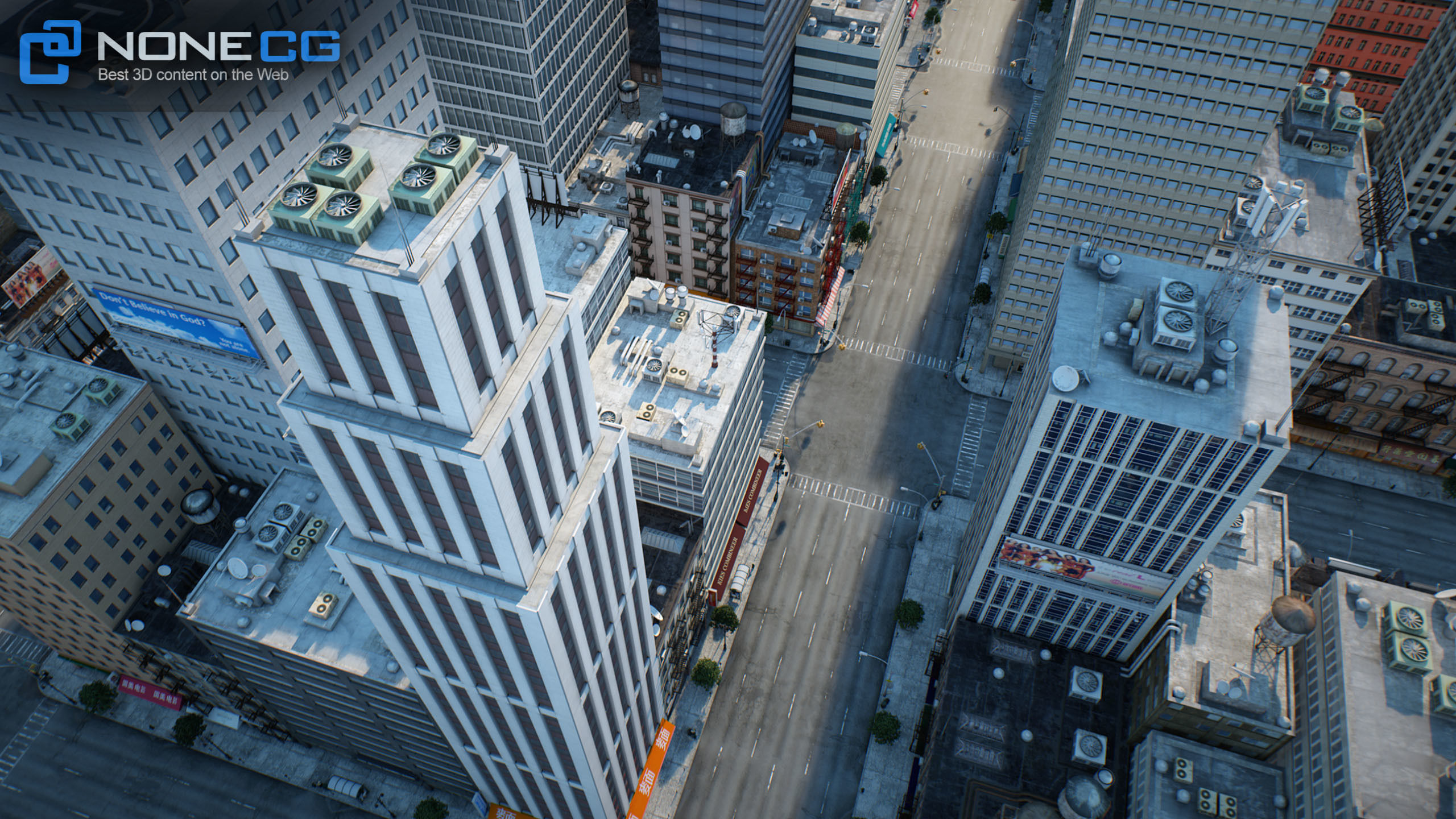 NYC - 4 Blocks - 37 Buildings V2 Low-poly 3D model_1