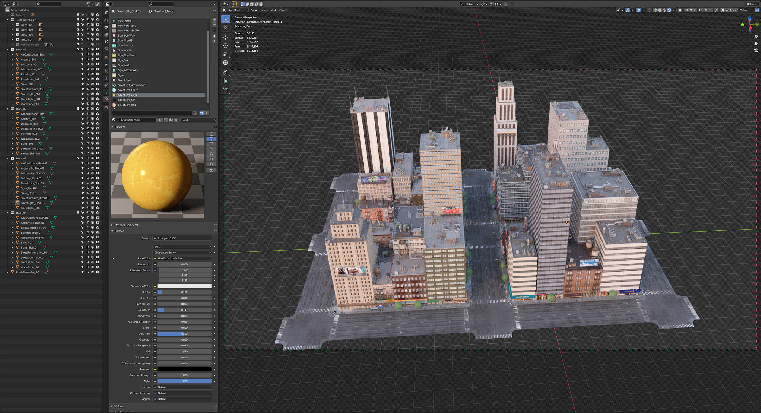 NYC - 4 Blocks - 37 Buildings V2 Low-poly 3D model_9