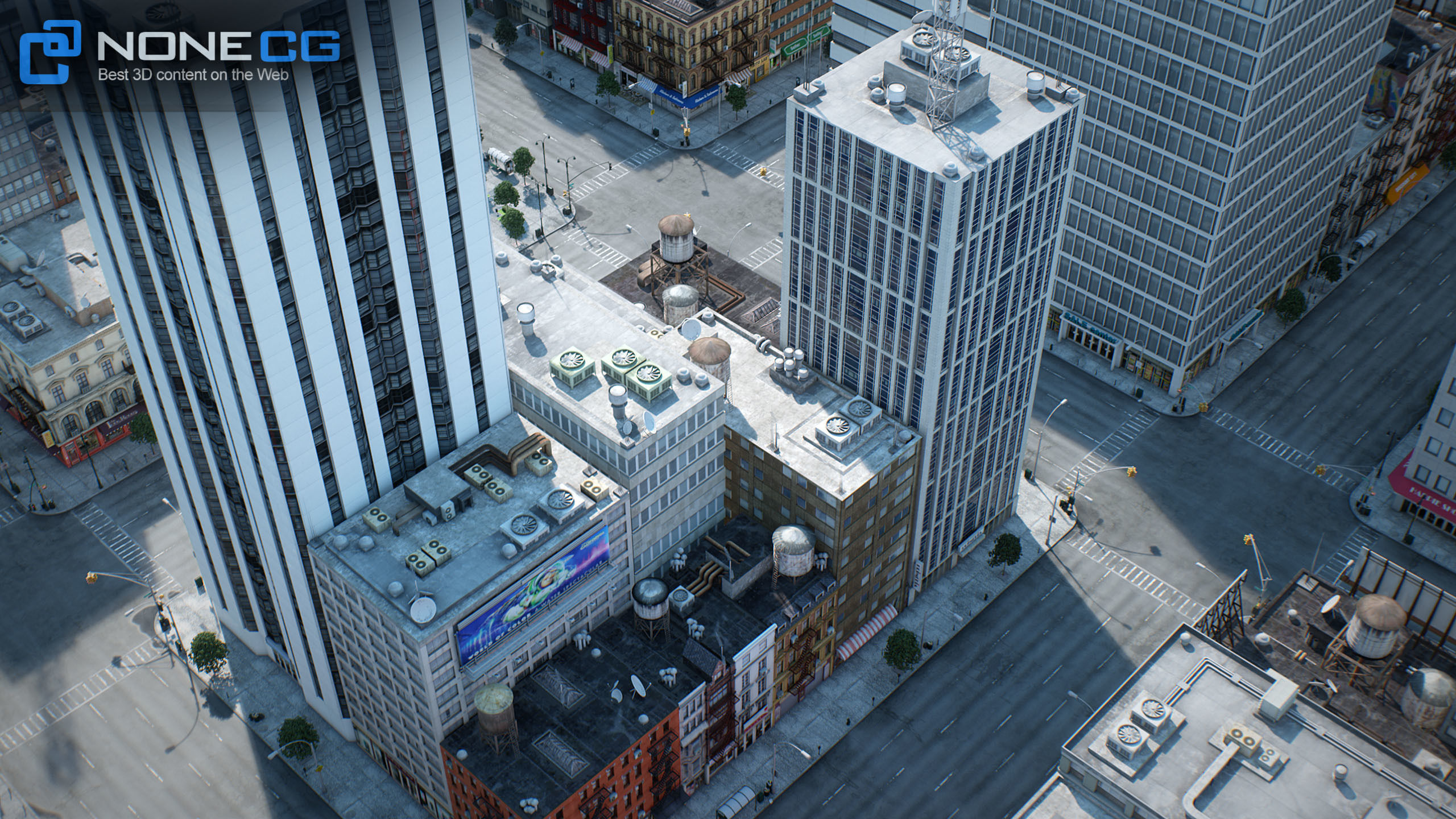 NYC - 4 Blocks - 37 Buildings V2 Low-poly 3D model_19