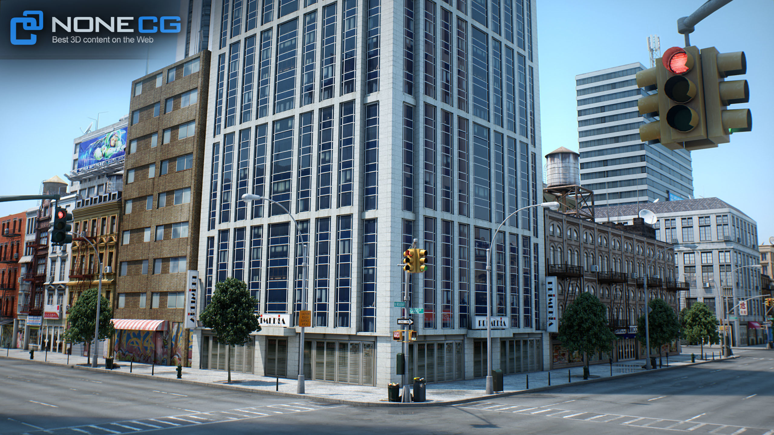 NYC - 4 Blocks - 37 Buildings V2 Low-poly 3D model_32