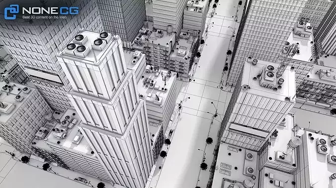 New York - 4 Blocks - 37 Buildings V2 Low-poly 3D model 3