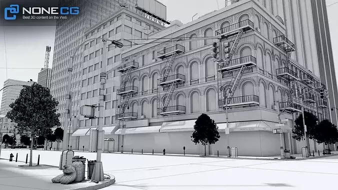 New York - 4 Blocks - 37 Buildings V2 Low-poly 3D model 5