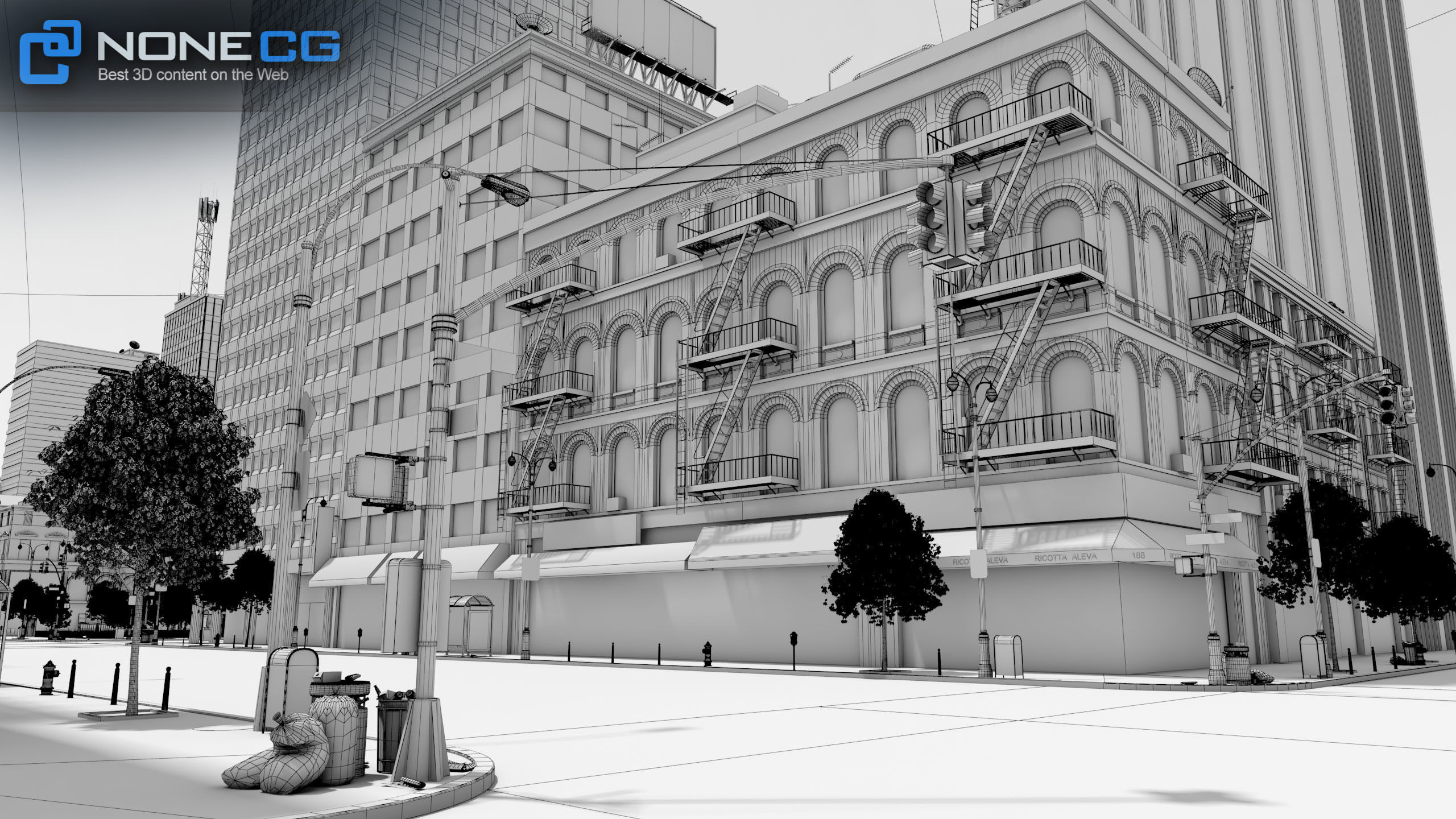 NYC - 4 Blocks - 37 Buildings V2 Low-poly 3D model_4
