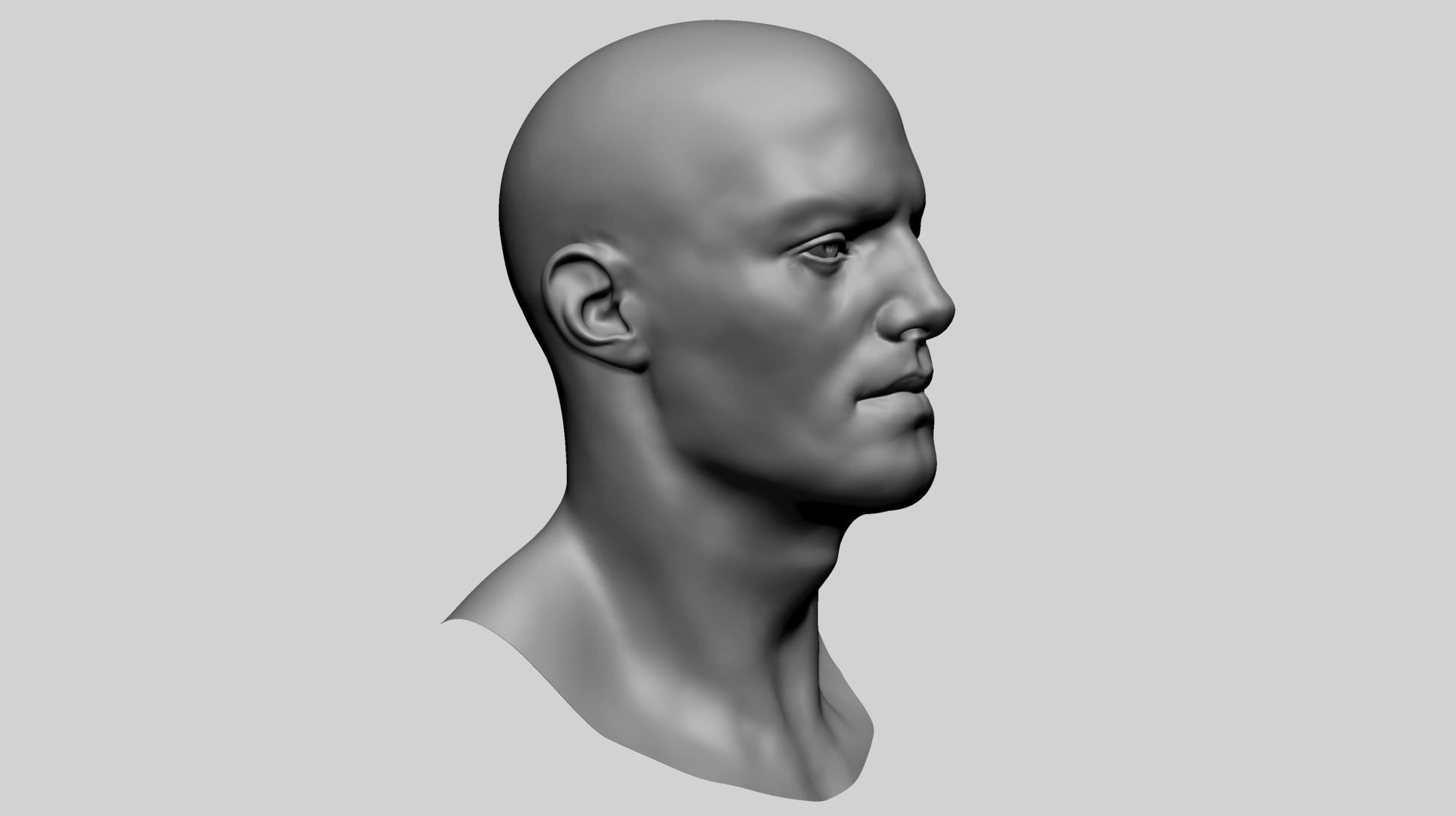 Male Head E 3D model_2