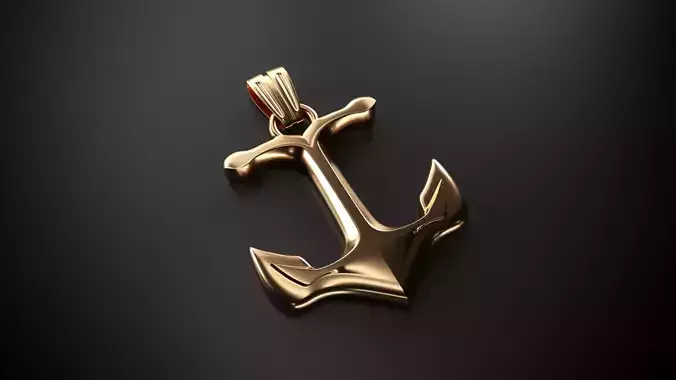 Anchor gold pendant 3D model