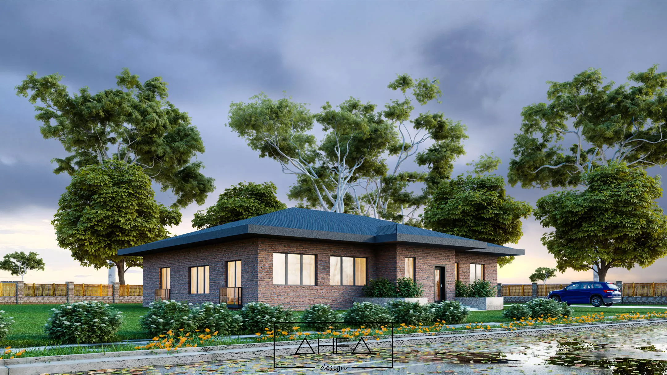 Blender Brick House Scene Low-poly 3D model_0