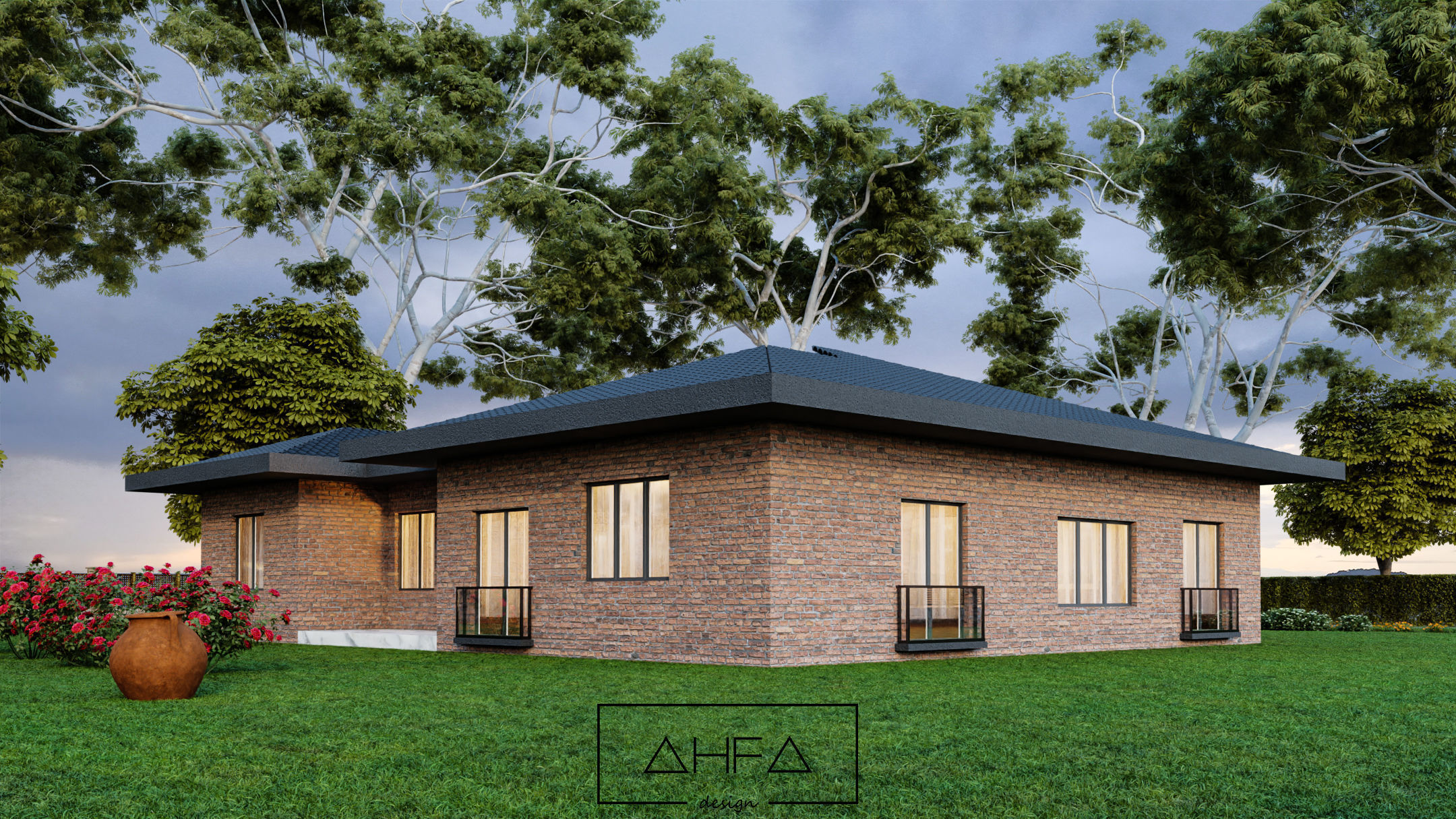 Blender Brick House Scene Low-poly 3D model_1